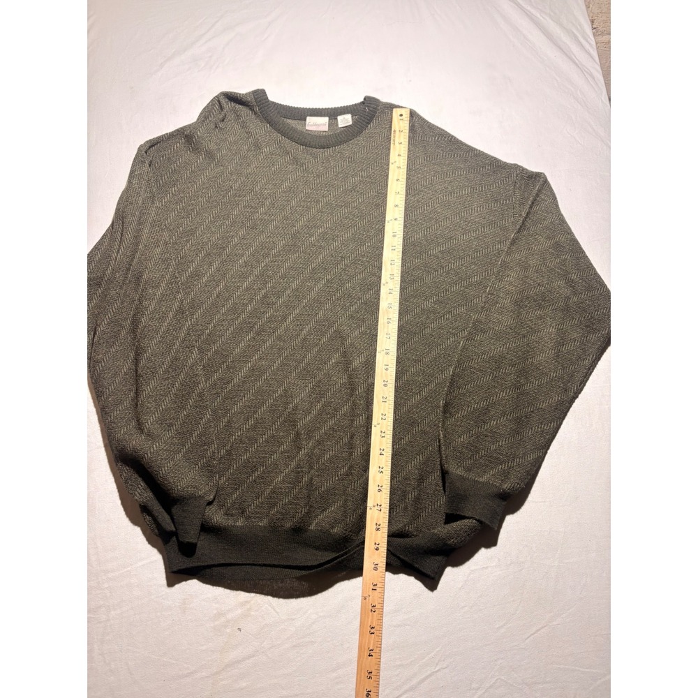 Fieldmaster Mens XL Wool Blend Crewneck Sweater Olive Green Made in Italy Knit